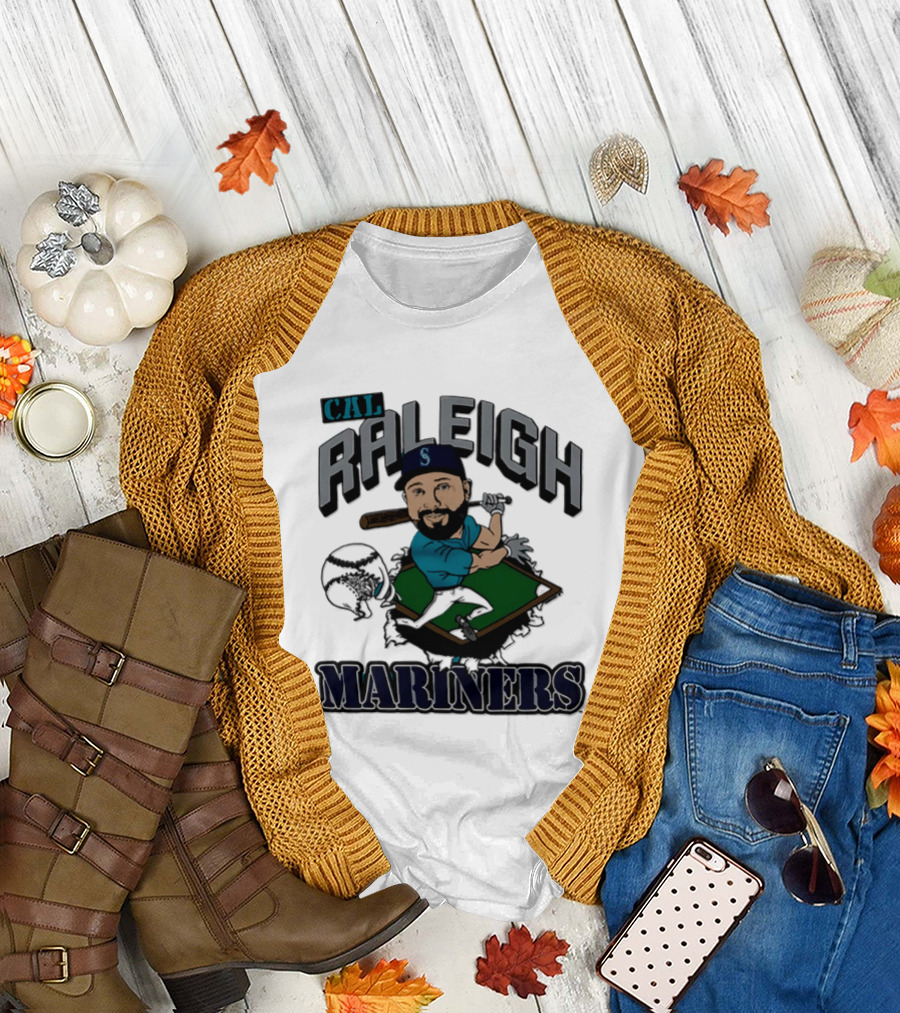 Cal Raleigh Seattle Mariners Player Caricature MLB T-Shirt