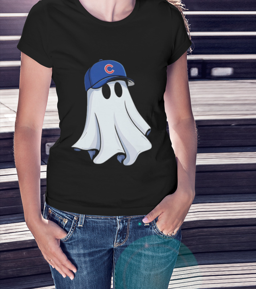 Chicago Cubs Ghost Cartoon Blue Baseball Cap T-Shirt