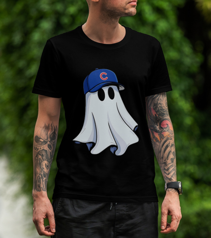 Chicago Cubs Ghost Cartoon Blue Baseball Cap T-Shirt