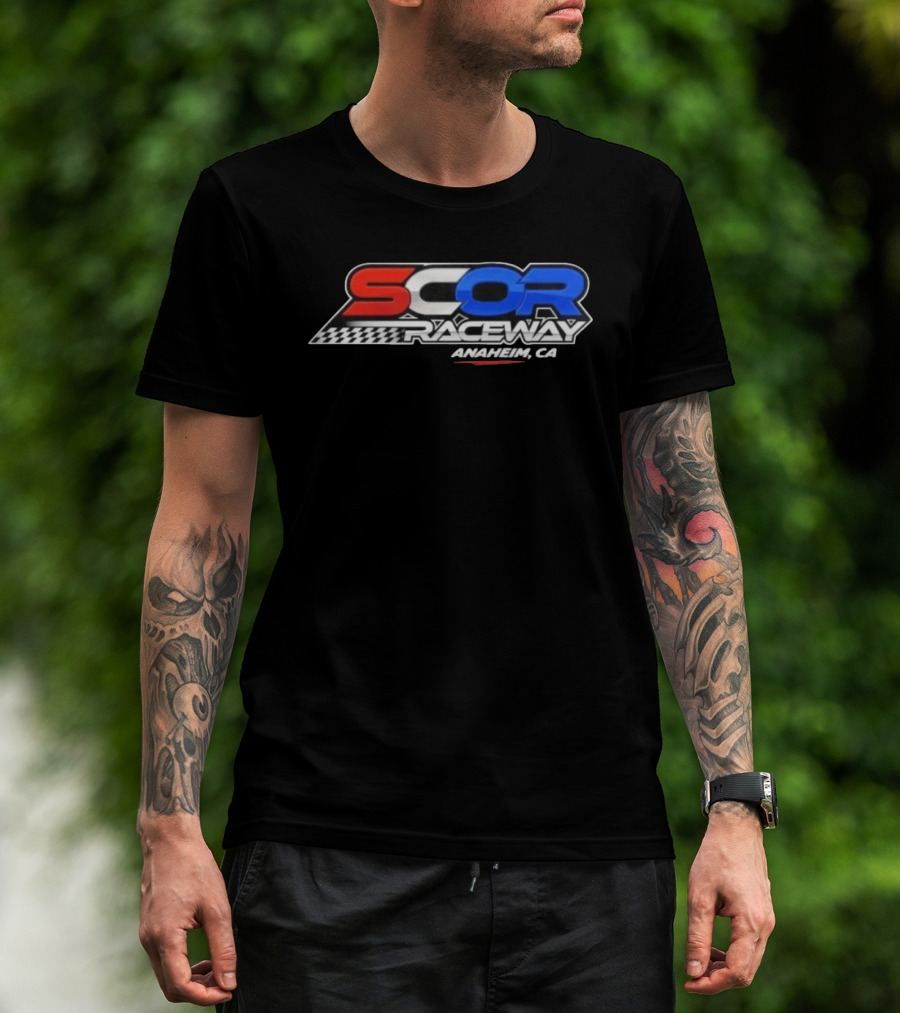 SCOR Raceway Anaheim CA Racing Flag T-Shirt