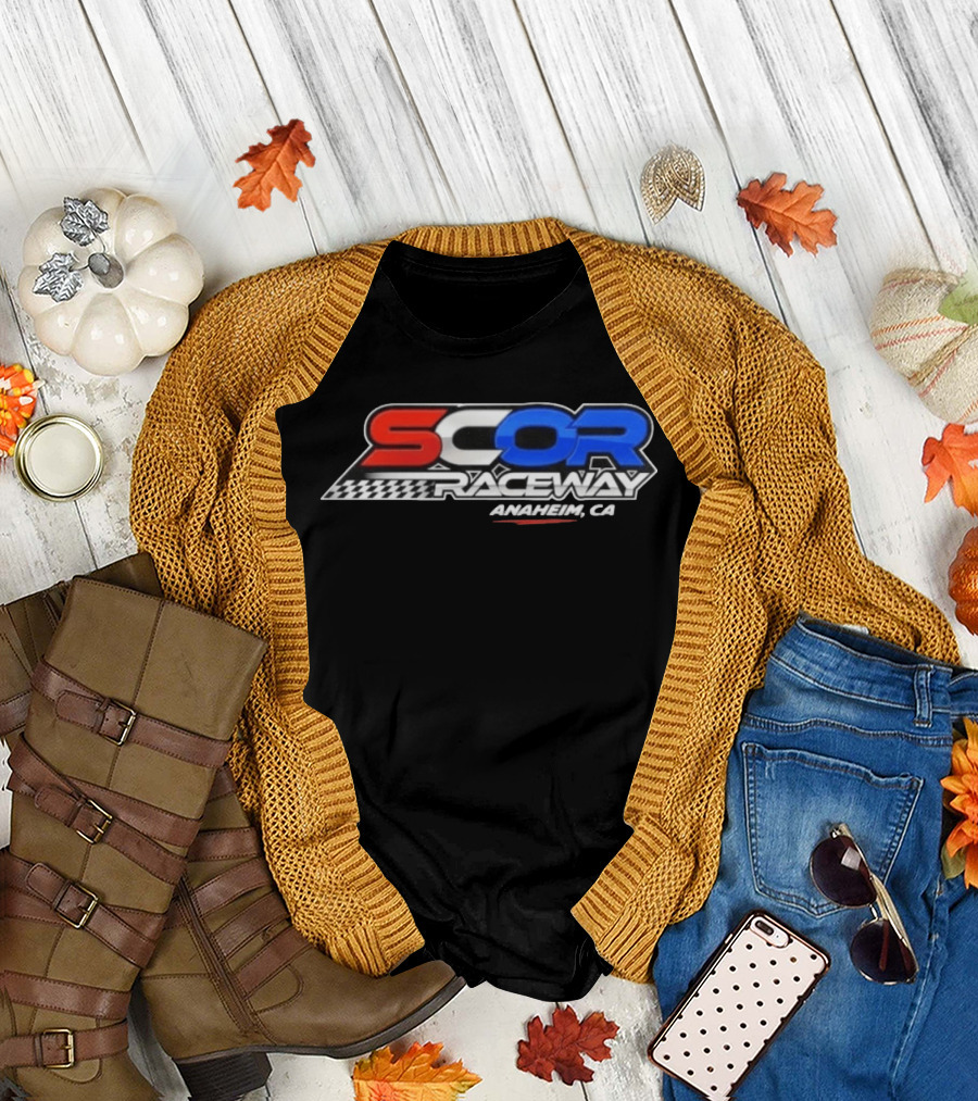 SCOR Raceway Anaheim CA Racing Flag T-Shirt