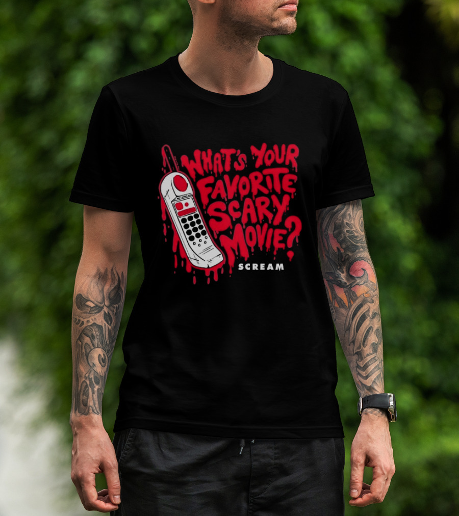 Scream What's Your Favorite Scary Movie Telephone Blood Red T-Shirt