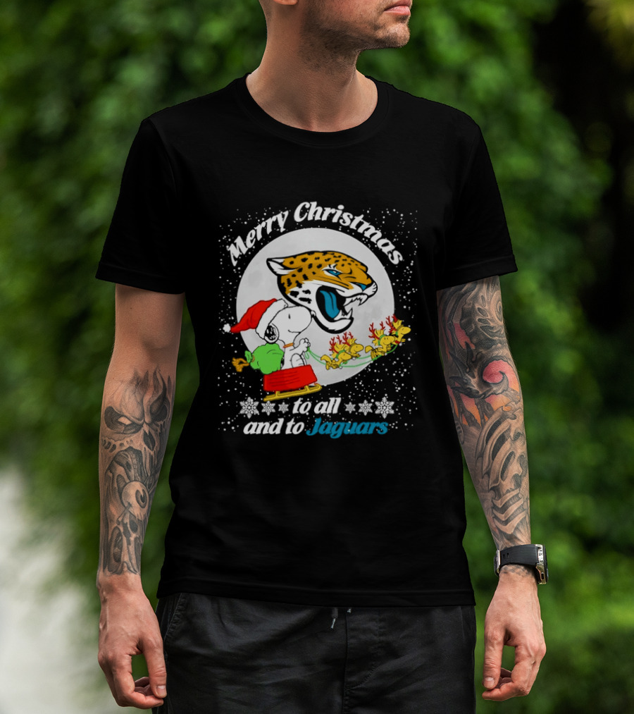 Merry Christmas Snoopy To All And To Jaguars T-Shirt