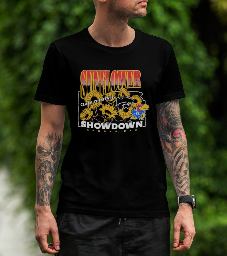 Sunflower Showdown Kansas USA Claim The State KU Kansas University T-Shirt