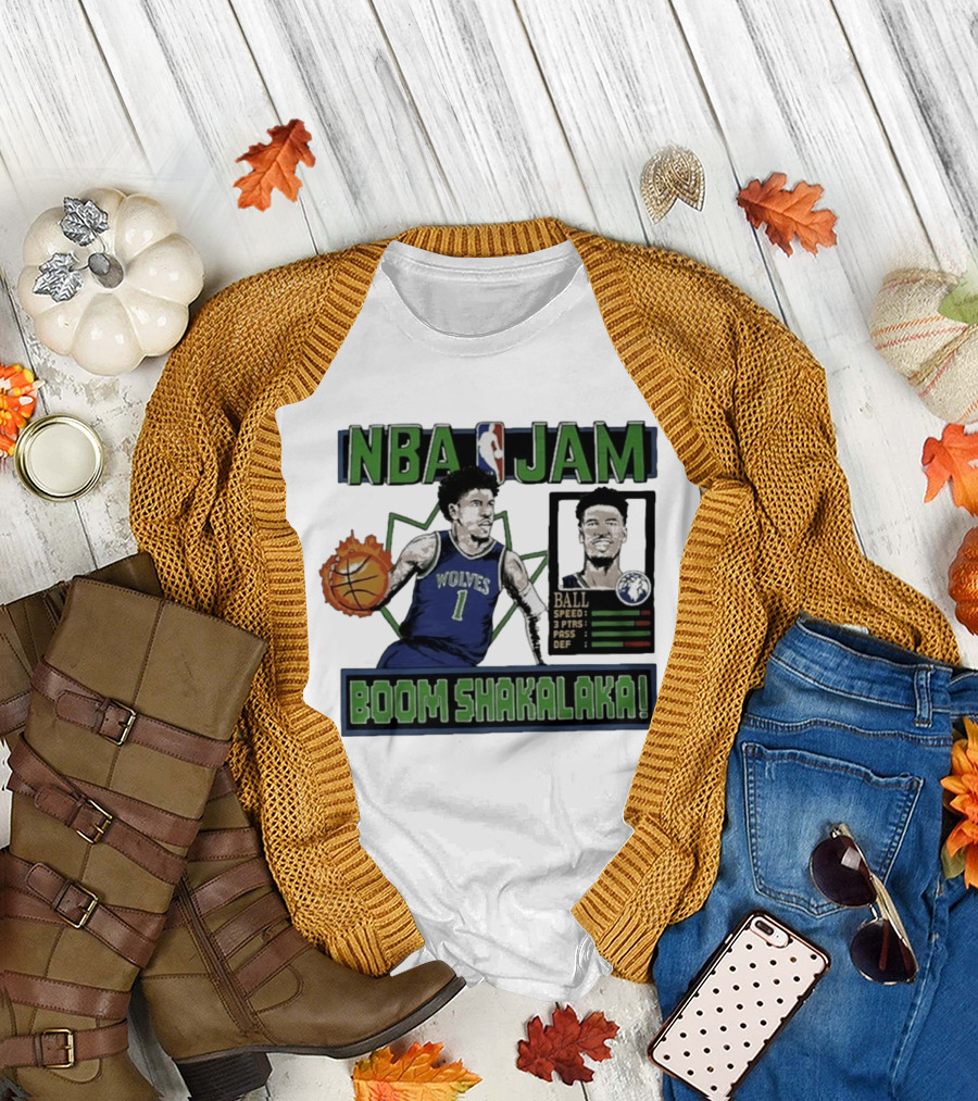 NBA Jam Minnesota Timberwolves Wolves Ball Boom Shakalaka T-Shirt