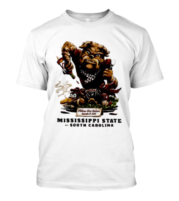 Mississippi State Vs South Carolina 2026 Bulldog Pouring Sauce On Roasted Duck Williams Brice Stadium T-Shirt