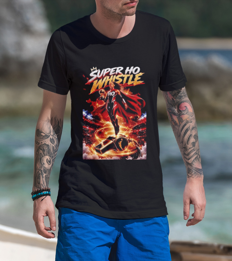 Super Ho Whistle WNBA Basketball Comic Style Heroine T-Shirt