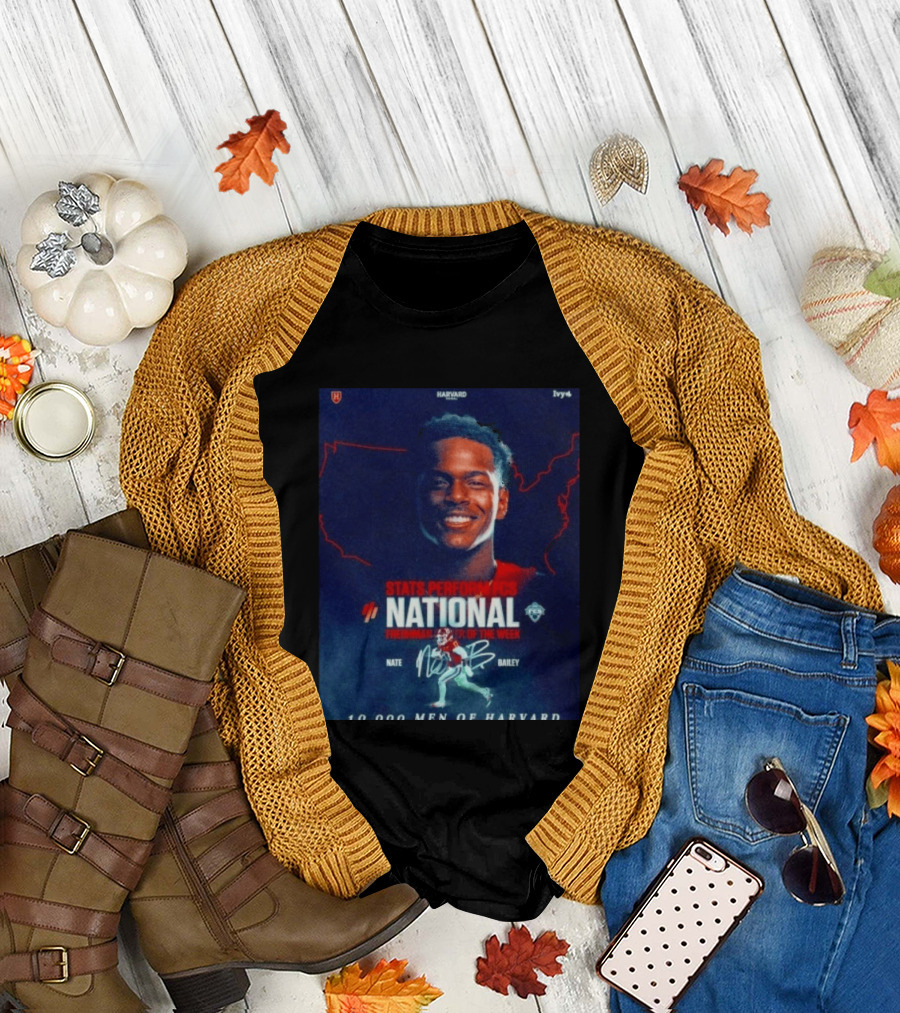 Stats Perform FCS National Freshman Player Of The Week Nate Bailey Harvard Football Ivy League T-Shirt