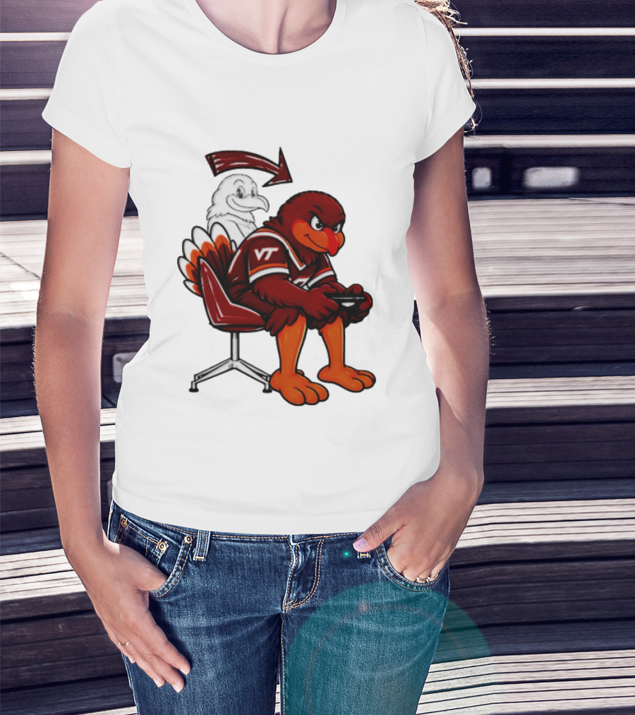 Virginia Tech Hokies Turkey Playing Video Game NCAAF Team Spirit T-Shirt