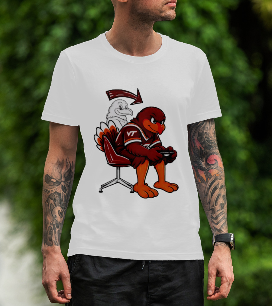 Virginia Tech Hokies Turkey Playing Video Game NCAAF Team Spirit T-Shirt