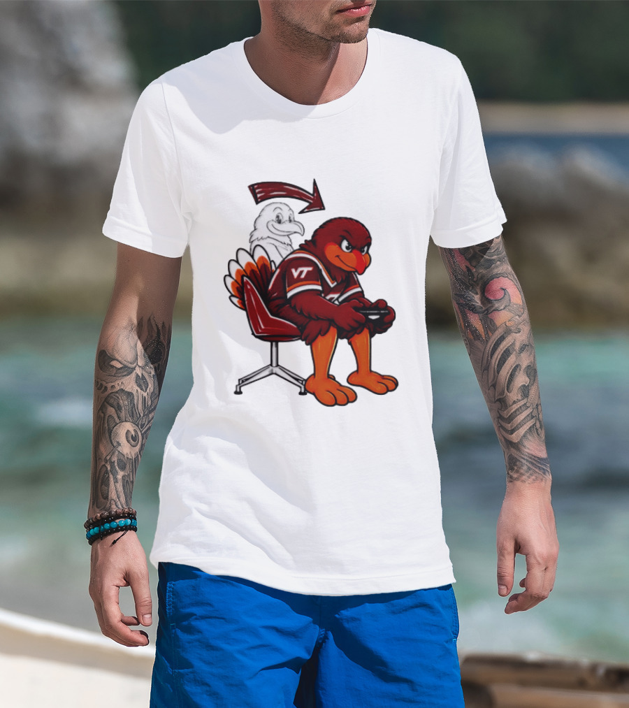 Virginia Tech Hokies Turkey Playing Video Game NCAAF Team Spirit T-Shirt