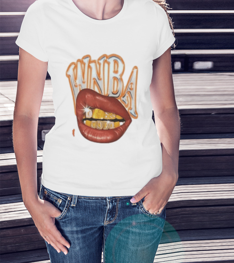 WNBA Lips Gold Grillz Basketball T-Shirt