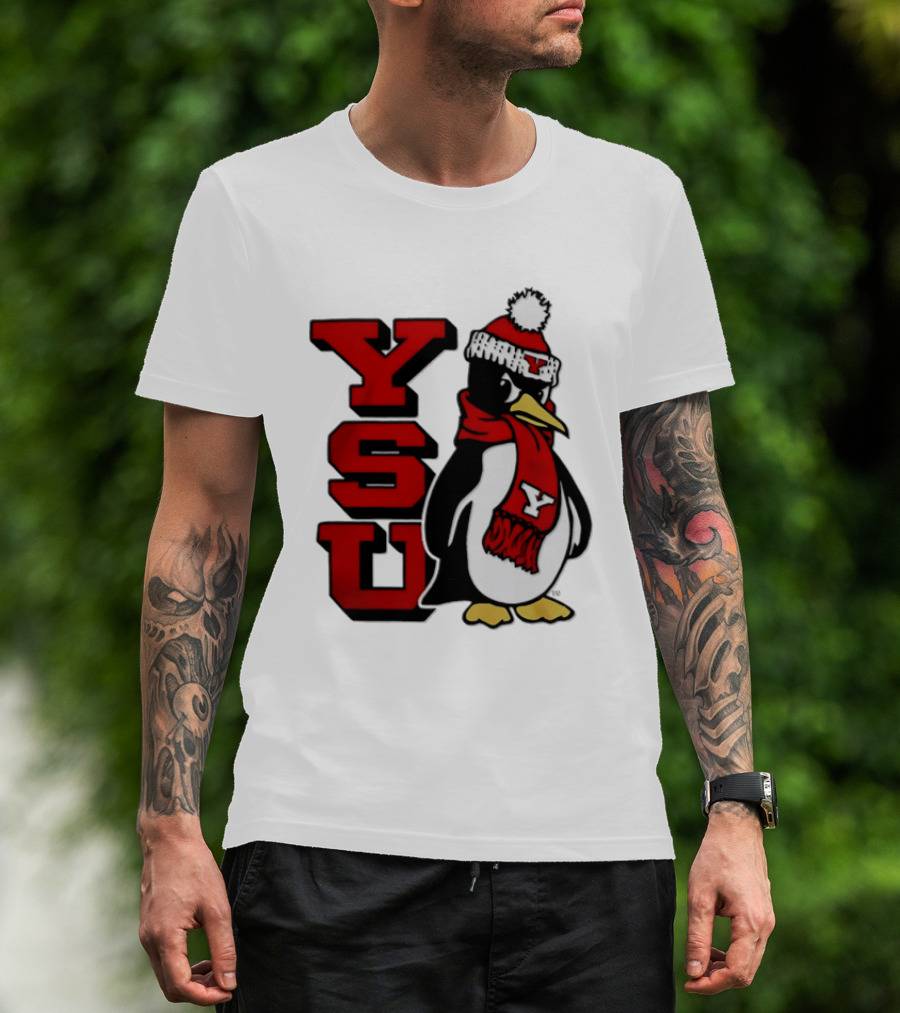 Youngstown State University YSU Penguin Winter Hat Scarf T-Shirt