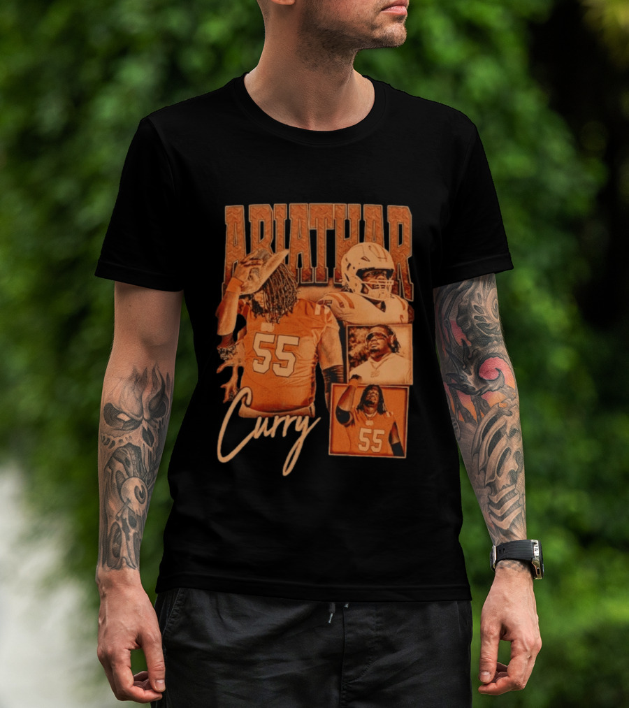 Ariathar Curry 55 Football Player Portrait Montage T-Shirt