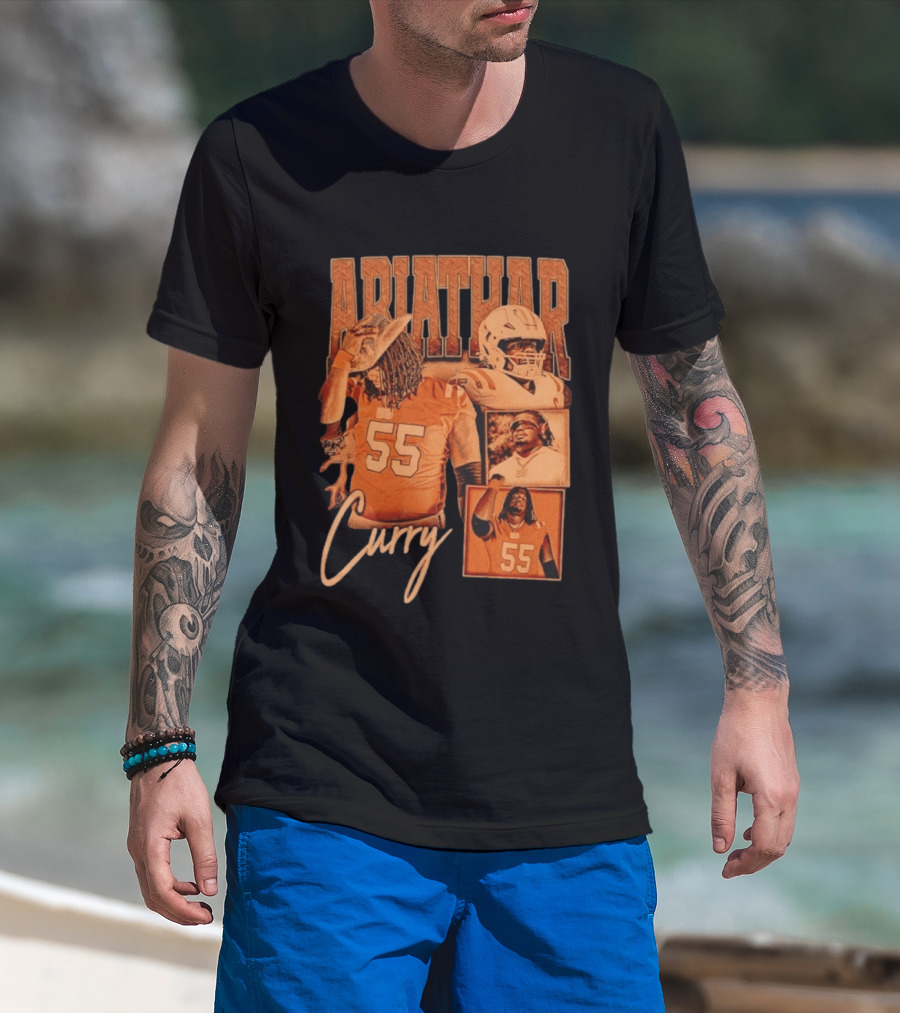 Ariathar Curry 55 Football Player Portrait Montage T-Shirt