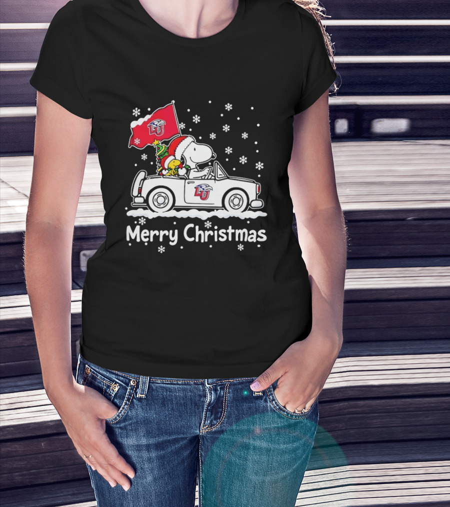 Liberty Flames Snoopy Woodstock Driving Car Merry Christmas Holiday T-Shirt