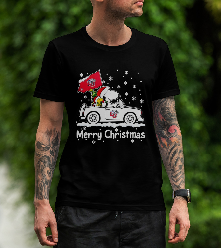 Liberty Flames Snoopy Woodstock Driving Car Merry Christmas Holiday T-Shirt