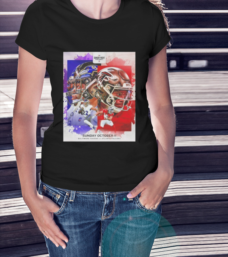 Sunday Night Football October 11 Baltimore Ravens Vs Atlanta Falcons NFL Matchup T-Shirt