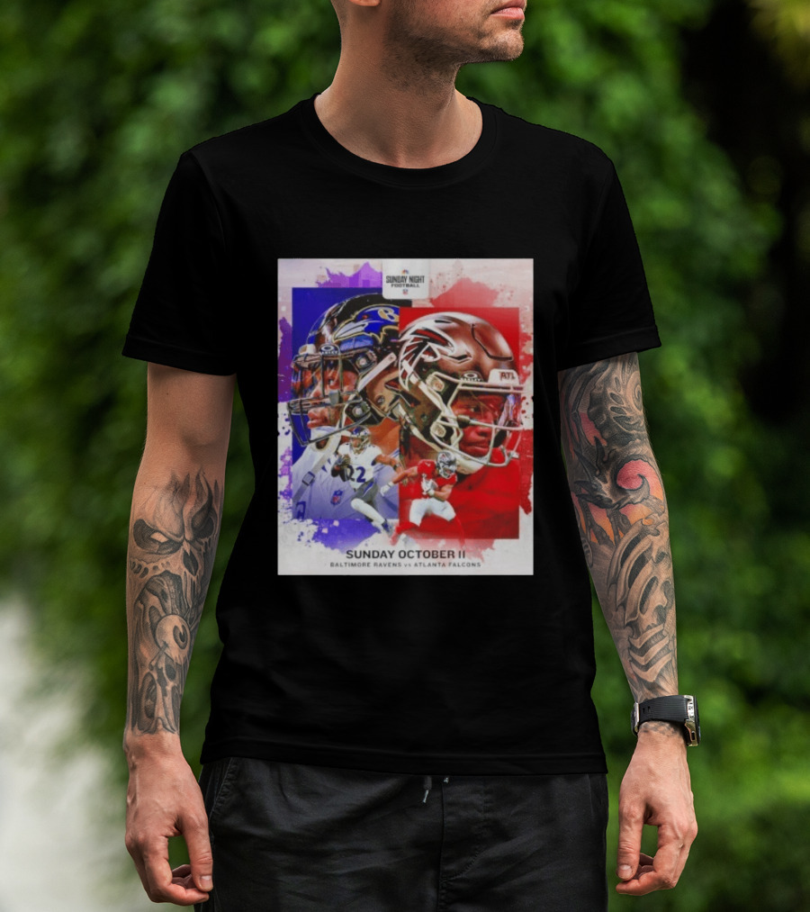 Sunday Night Football October 11 Baltimore Ravens Vs Atlanta Falcons NFL Matchup T-Shirt