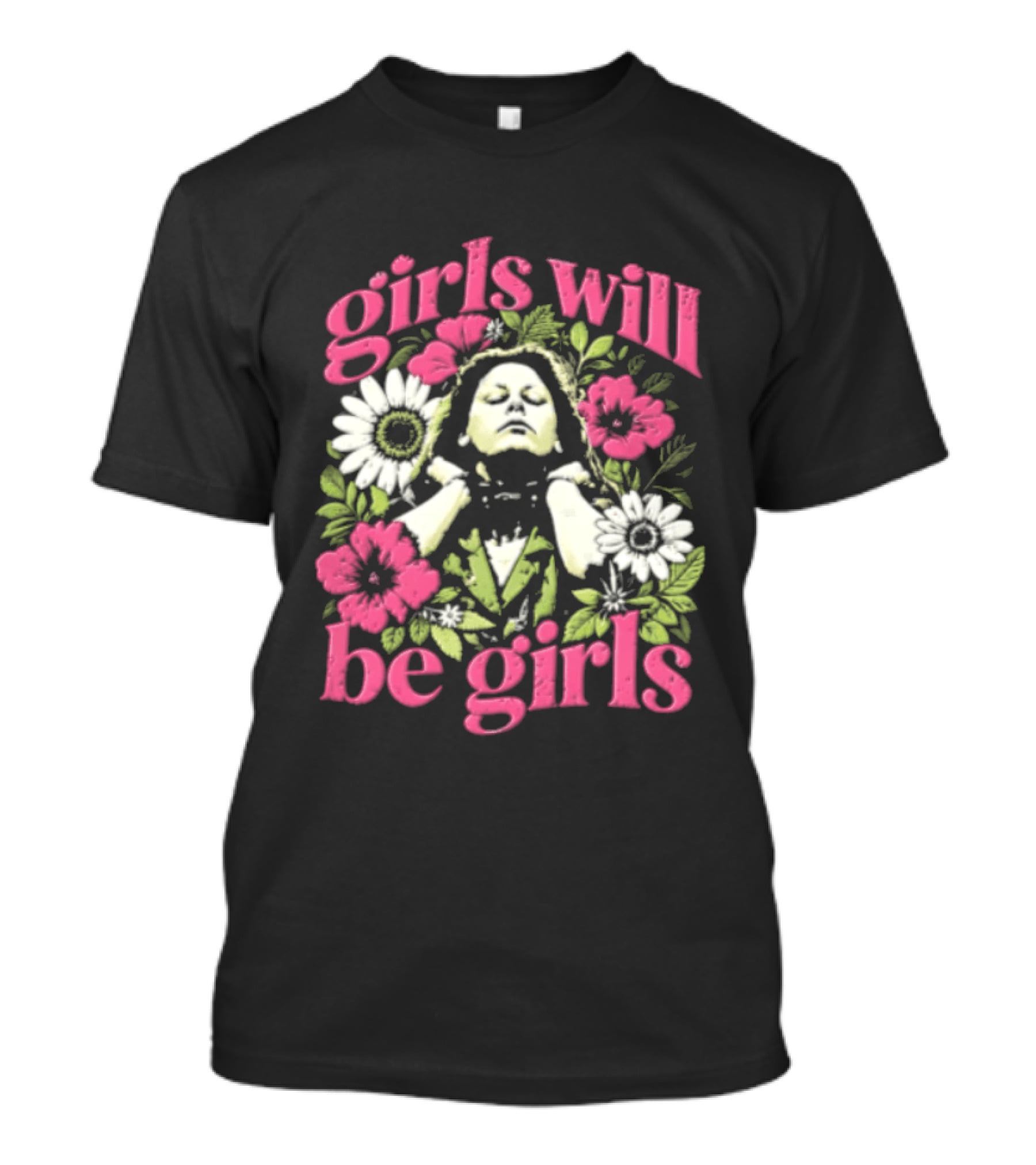 Girls Will Be Girls Linda Blair Floral Head Back T-Shirt