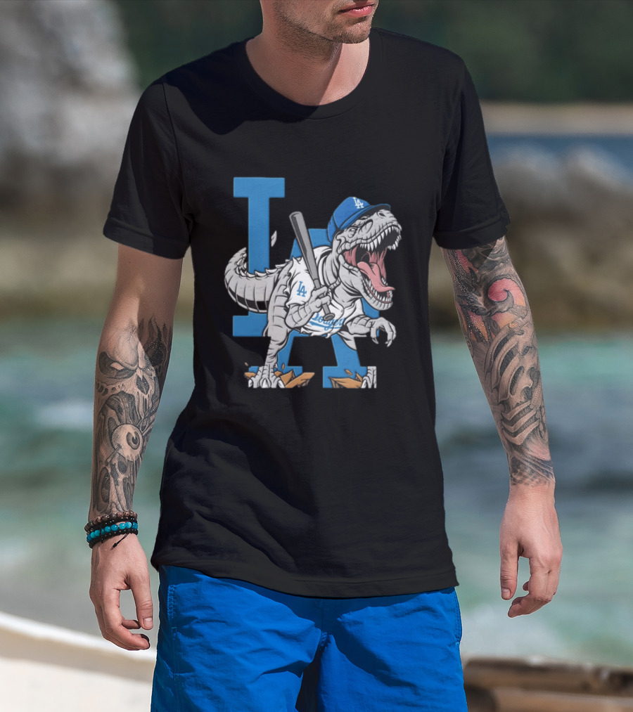 Los Angeles Dodgers Dinosaur Collaboration With LA Baseball Team T-Shirt