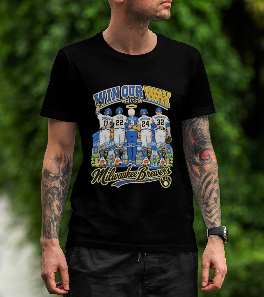 Milwaukee Brewers Win Our Way 2026 Chourio Yelich Becker Contreras Wisdrowski Team Unity T-Shirt