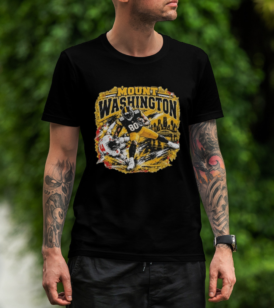 Mount Washington Pittsburgh Steelers 80 Football Distressed T-Shirt