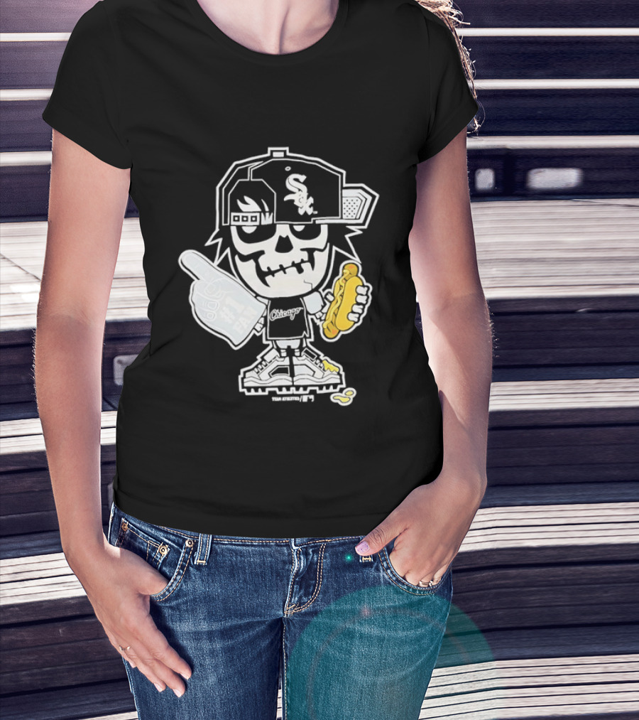 Chicago White Sox Skeleton No 1 Foam Finger Hot Dog Cap T-Shirt