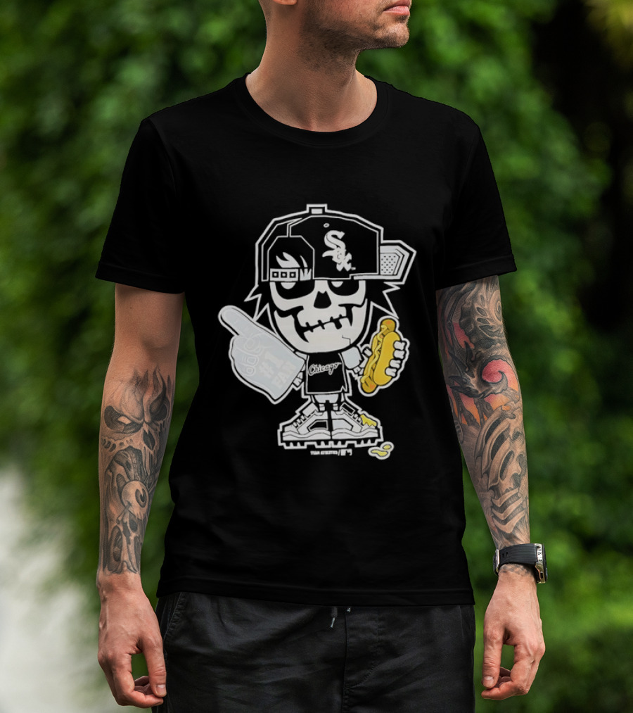 Chicago White Sox Skeleton No 1 Foam Finger Hot Dog Cap T-Shirt