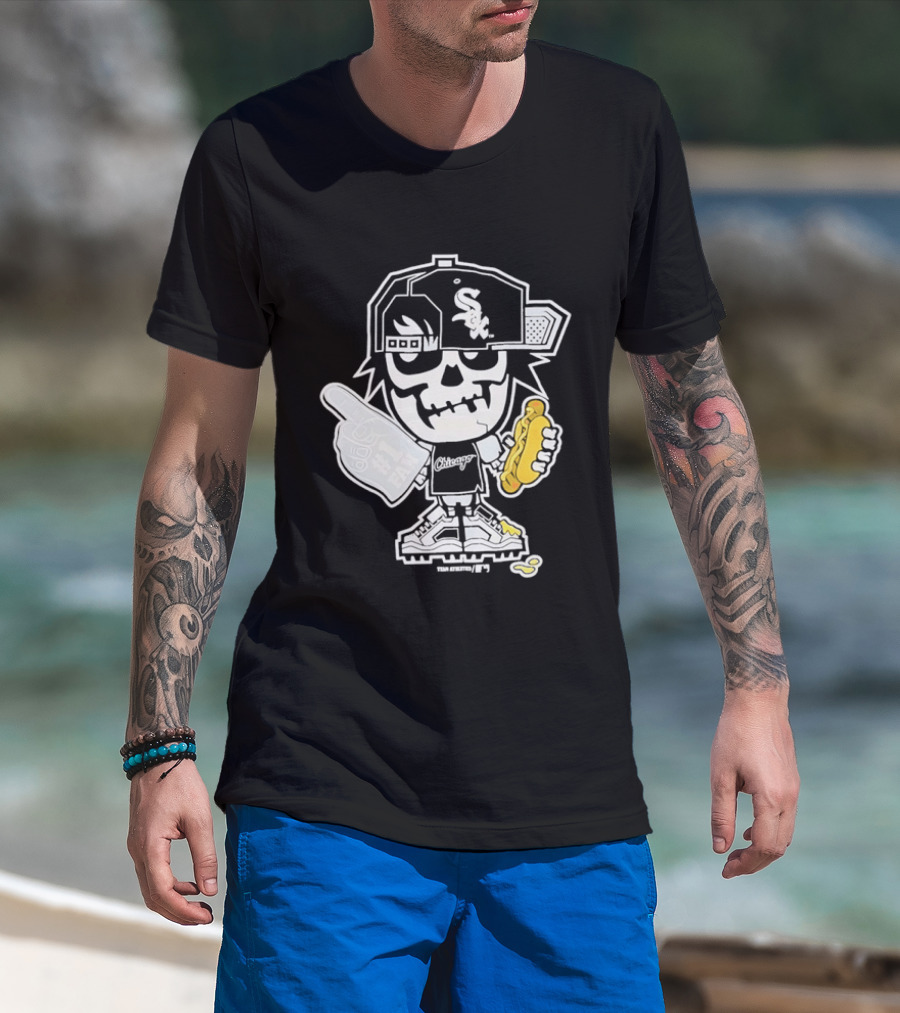 Chicago White Sox Skeleton No 1 Foam Finger Hot Dog Cap T-Shirt