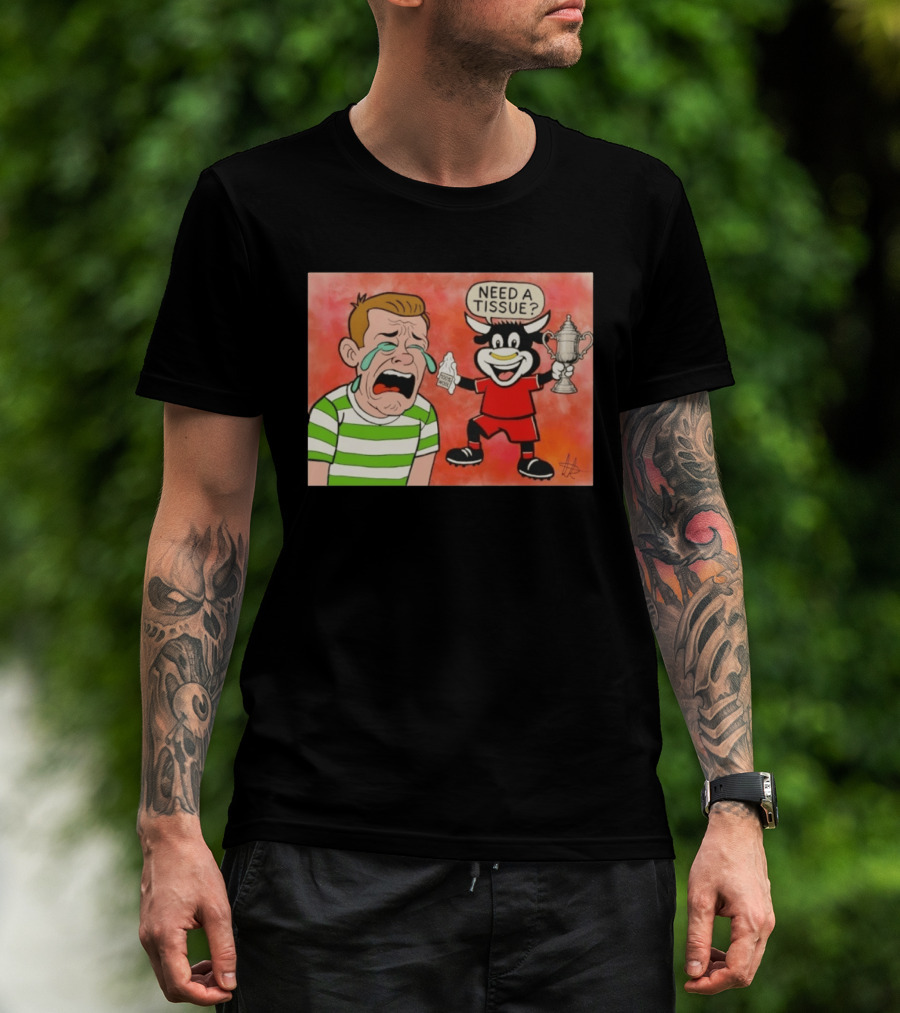 Need A Tissue Aberdeen FC Taunting Crying Celtic Cartoon Trophy T-Shirt