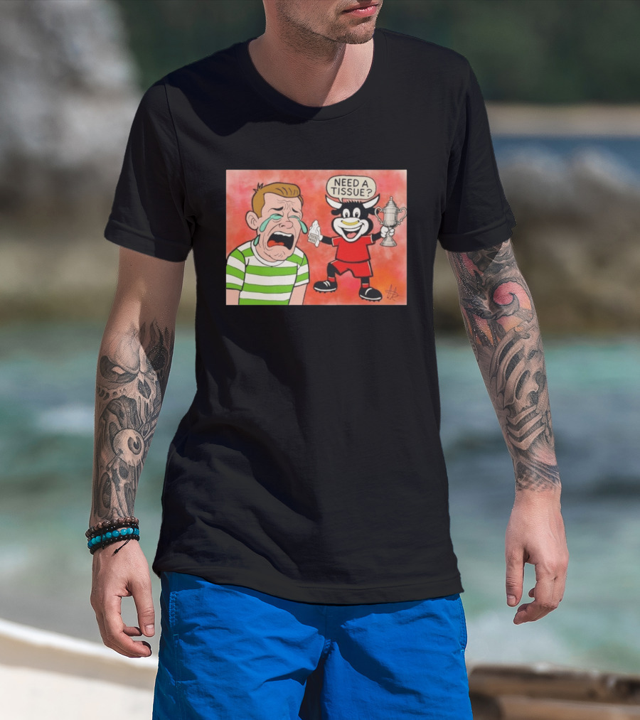Need A Tissue Aberdeen FC Taunting Crying Celtic Cartoon Trophy T-Shirt