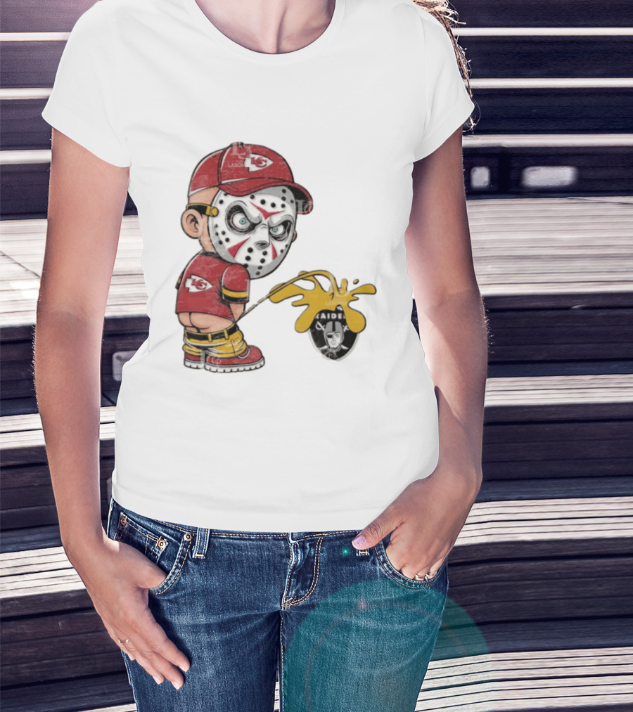 Kansas City Chiefs Jason Voorhees Pissing On Las Vegas Raiders T-Shirt