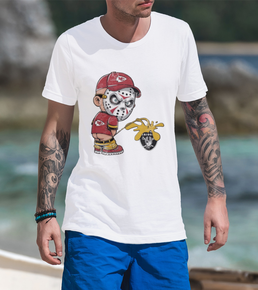 Kansas City Chiefs Jason Voorhees Pissing On Las Vegas Raiders T-Shirt