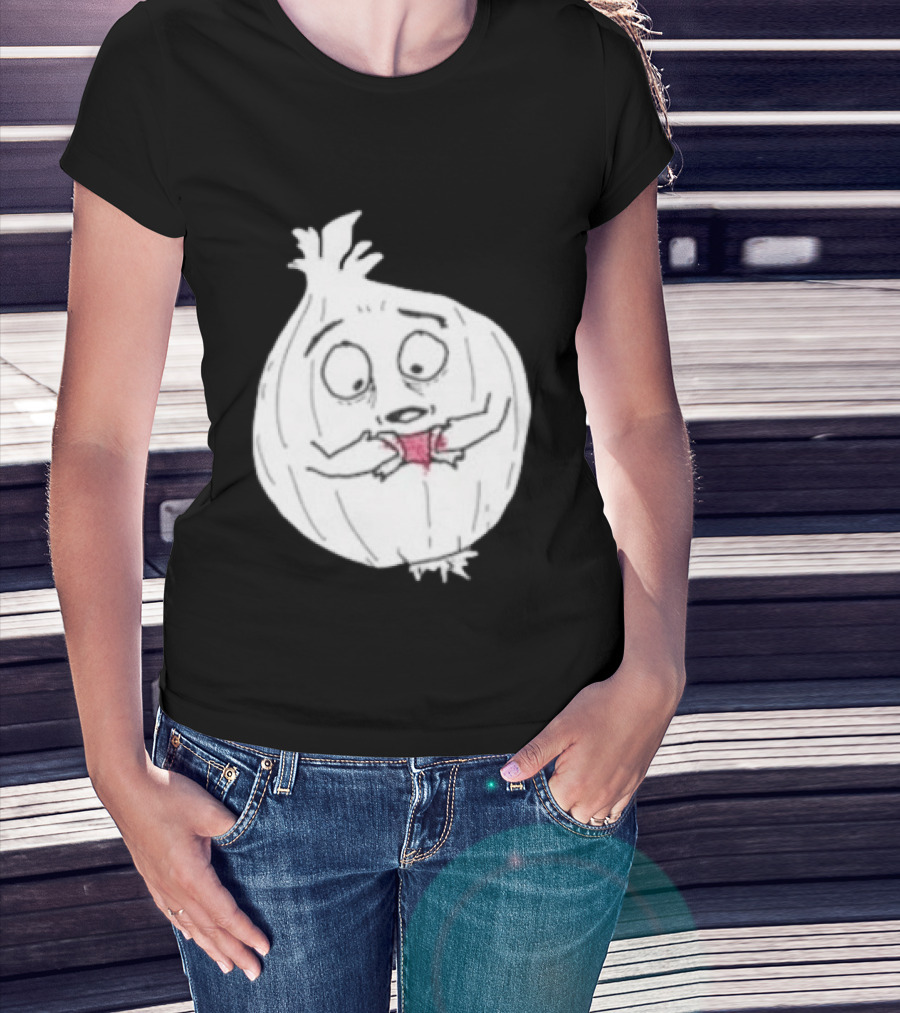 Crying Onion Cartoon Funny Vegetable Drawing T-Shirt