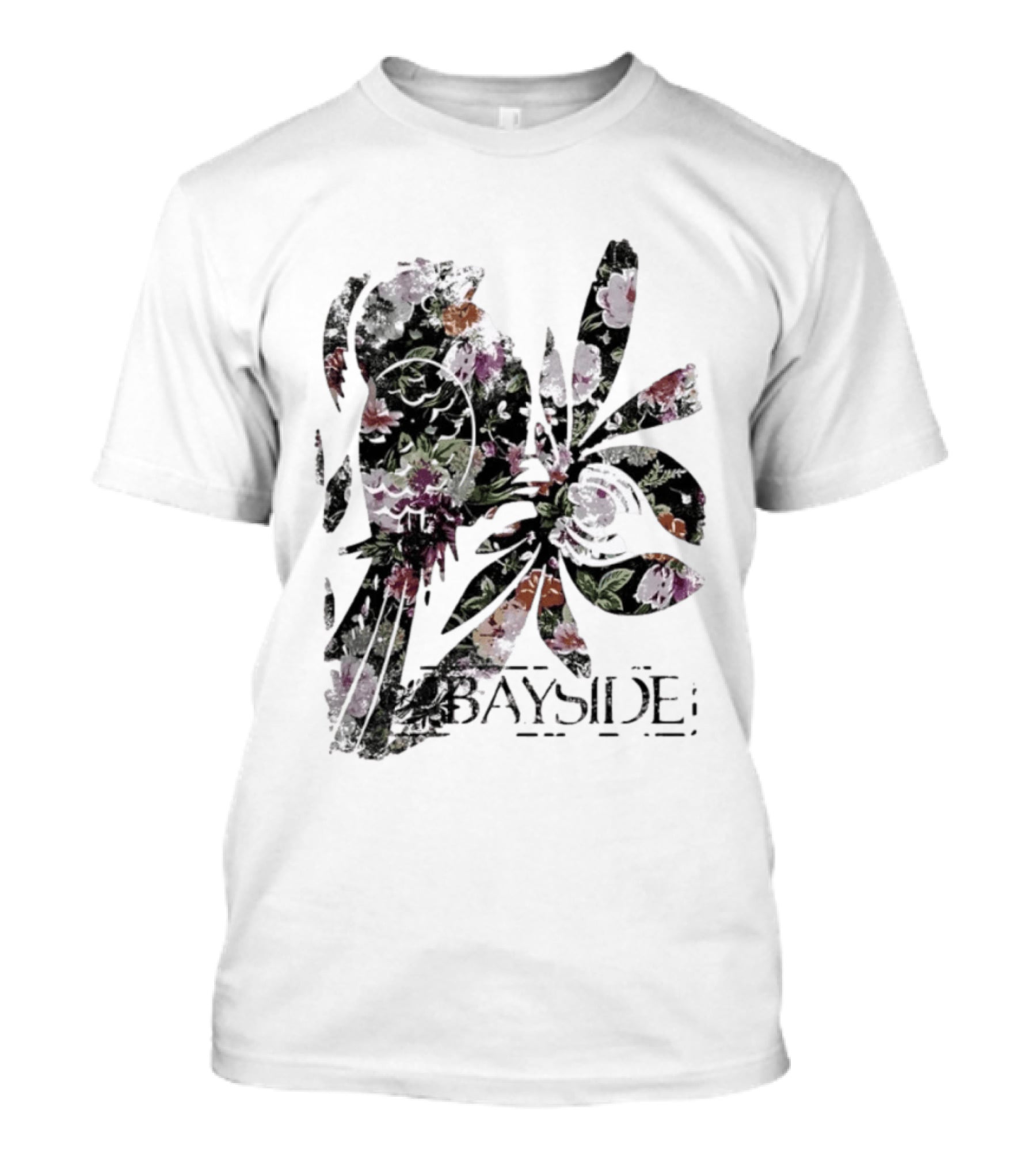 Bayside Floral Bird Distressed Alternative Rock T-Shirt