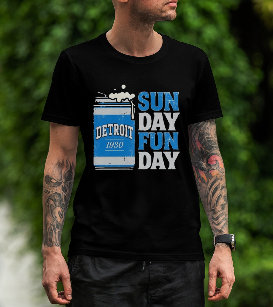 Detroit 1930 Beer Can Sun Day Fun Day Distressed T-Shirt