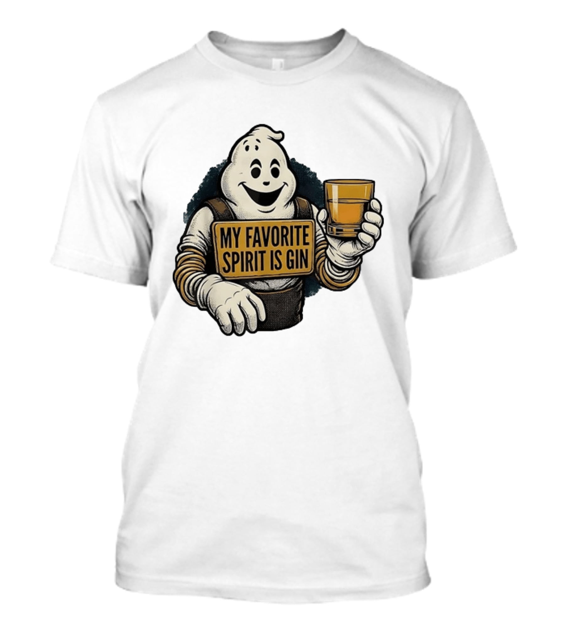 My Favorite Spirit Is Gin Ghost Character With Drink T-Shirt