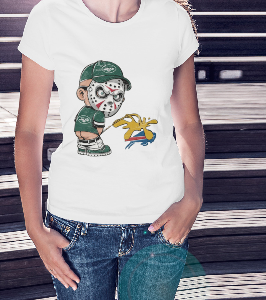 New York Jets Jason Voorhees Pissing On Buffalo Bills T-Shirt