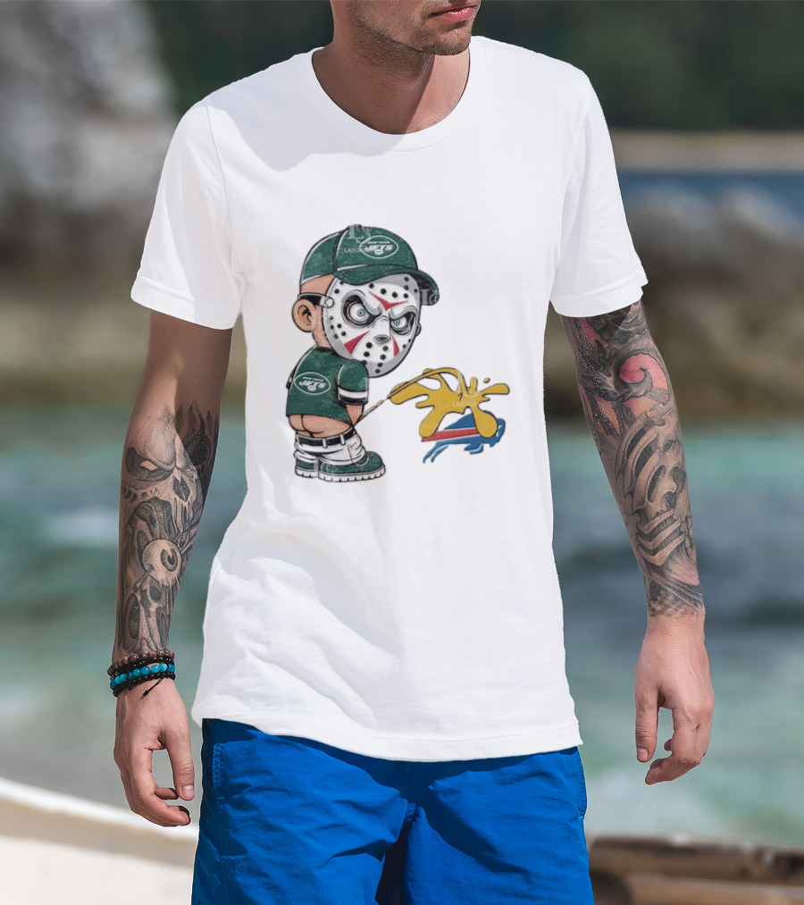 New York Jets Jason Voorhees Pissing On Buffalo Bills T-Shirt
