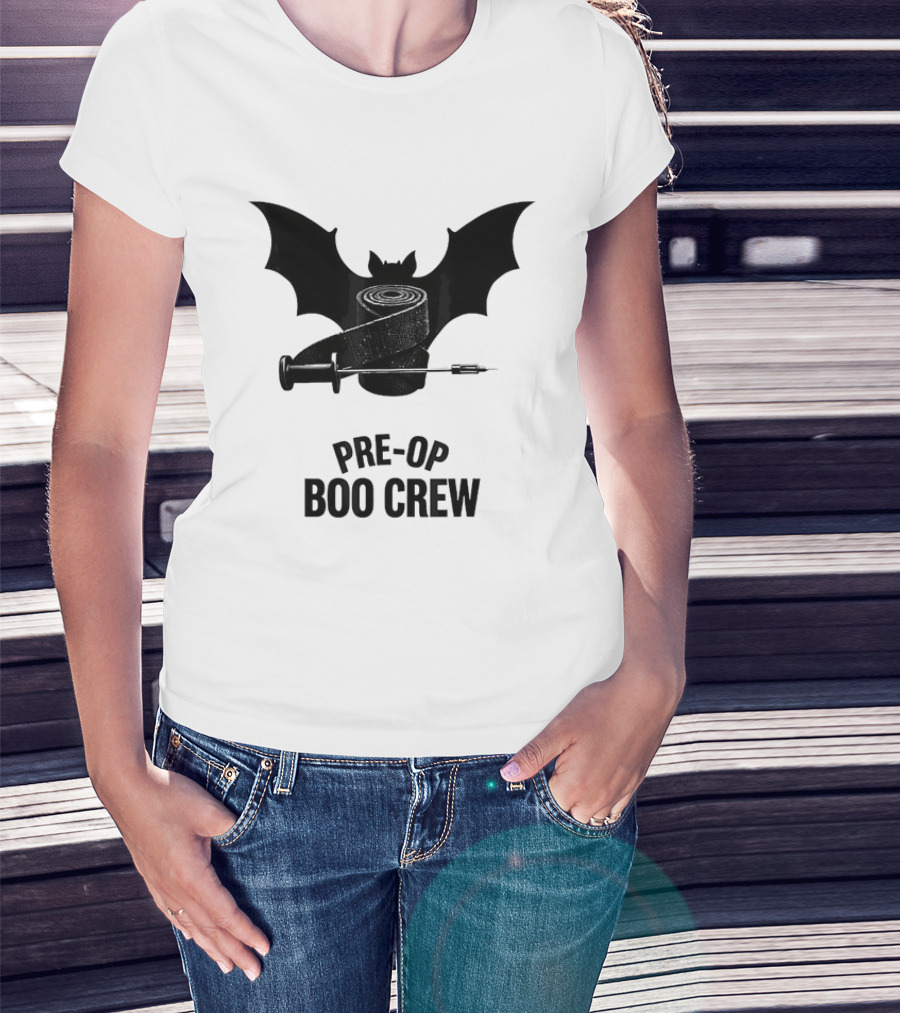 Halloween Pre Op Boo Crew Bat Syringe Nurse T-Shirt