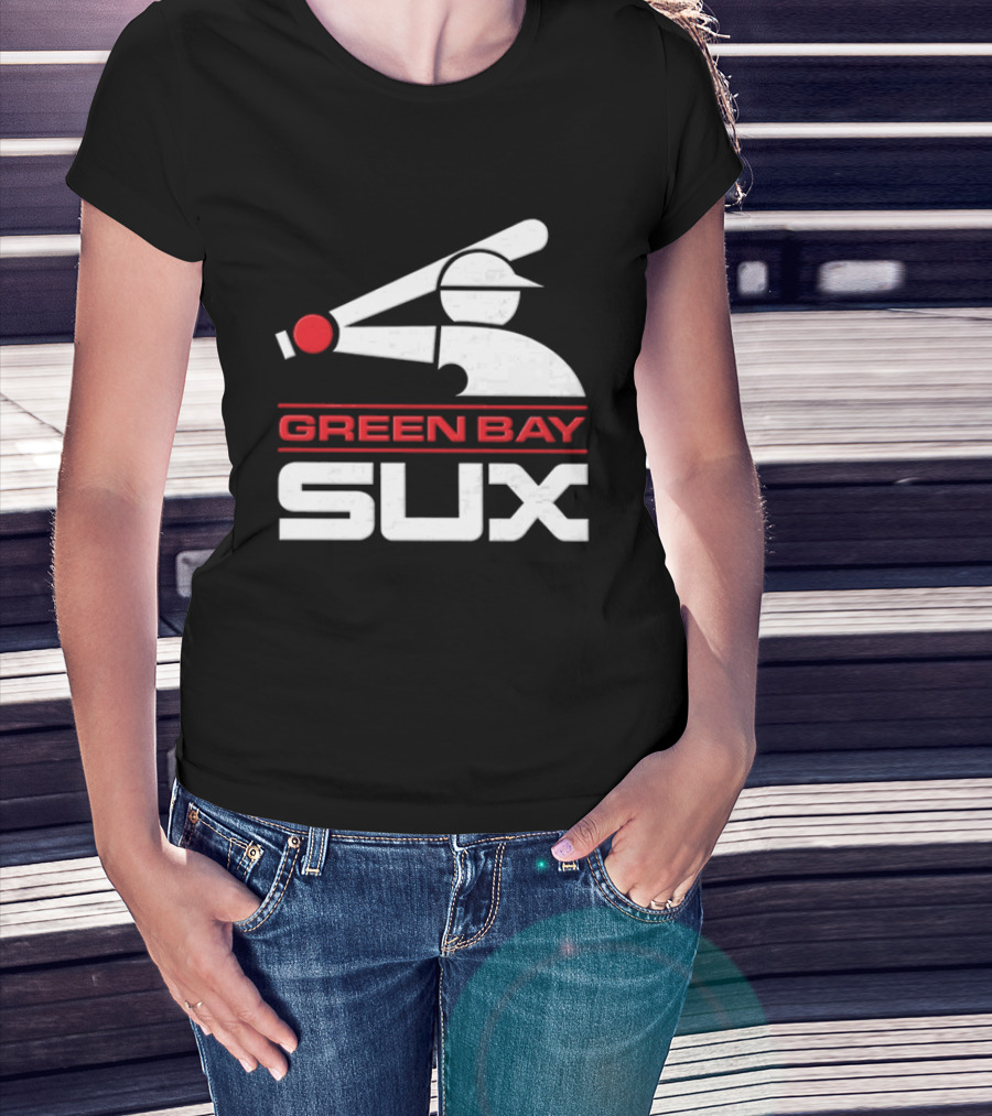 Green Bay Sux Chicago Political Baseball T-Shirt