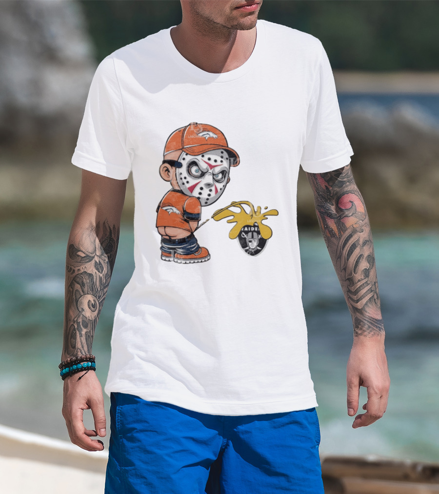 Denver Broncos Jason Voorhees Urinating On Las Vegas Raiders T-Shirt