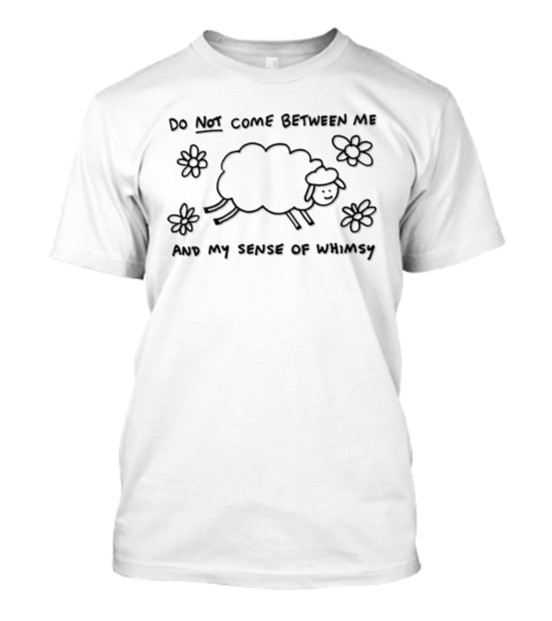 Do Not Come Between Me And My Sense Of Whimsy Sheep And Flowers T-Shirt