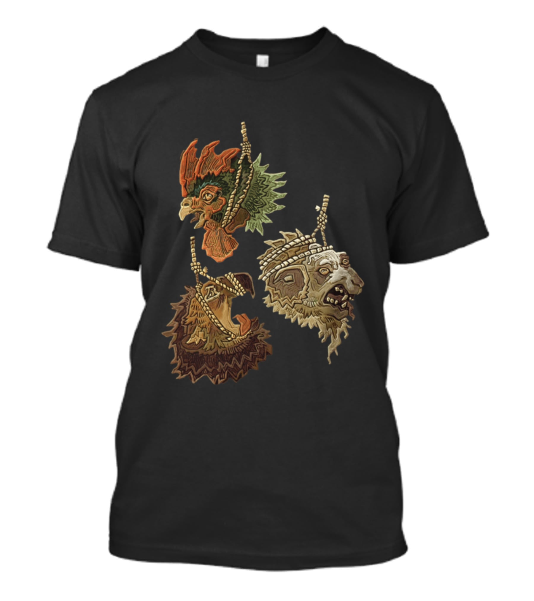 Three Severed Animal Heads With Nooses Vivid T-Shirt