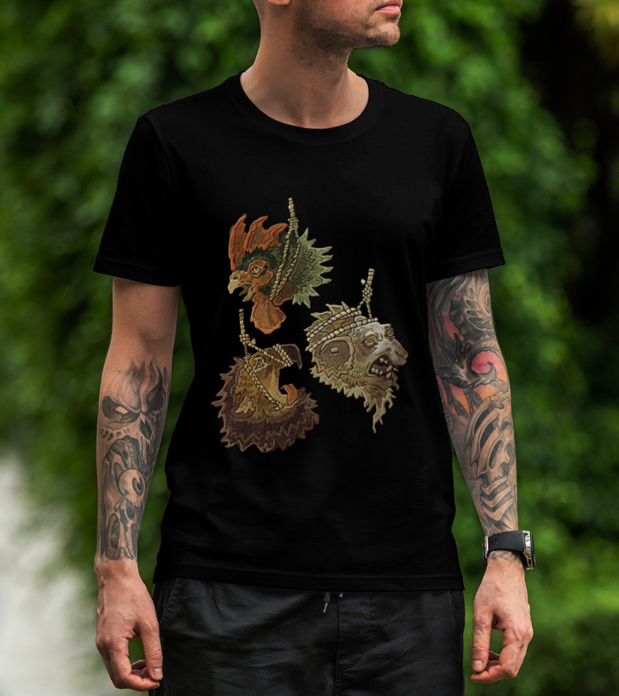 Three Severed Animal Heads With Nooses Vivid T-Shirt