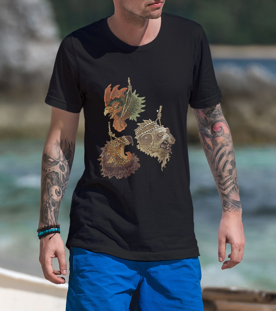 Three Severed Animal Heads With Nooses Vivid T-Shirt