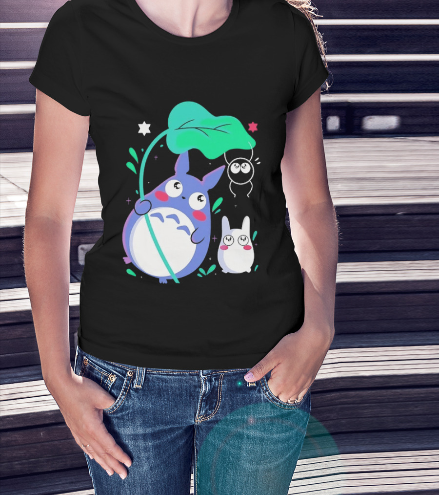 My Neighbor Totoro Soot Sprite Leaf Art Studio Ghibli Characters T-Shirt
