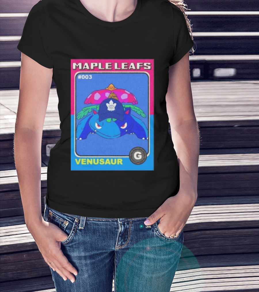 Venusaur Toronto Maple Leafs 003 Trading Card Blue Hat Edition T-Shirt