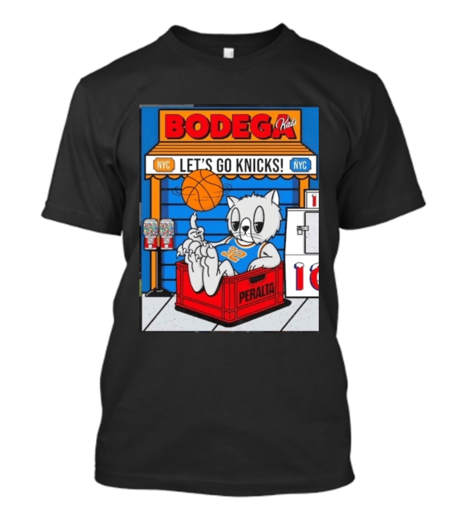 Bodega Kats NYC Let's Go Knicks No 32 Peralta Cat T-Shirt